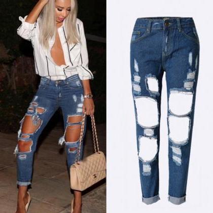 Ripped Jeans For Women Fashion Summer Denim Ripped..