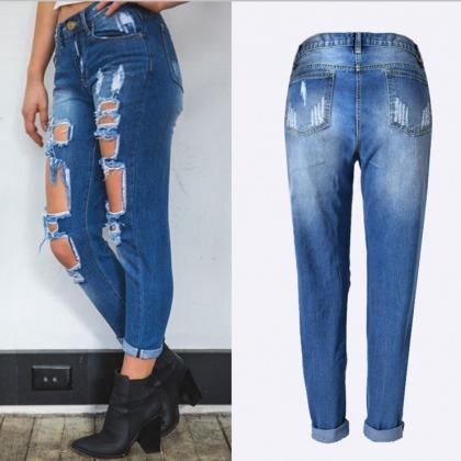 Ripped Jeans For Women Fashion Summer Denim Ripped..