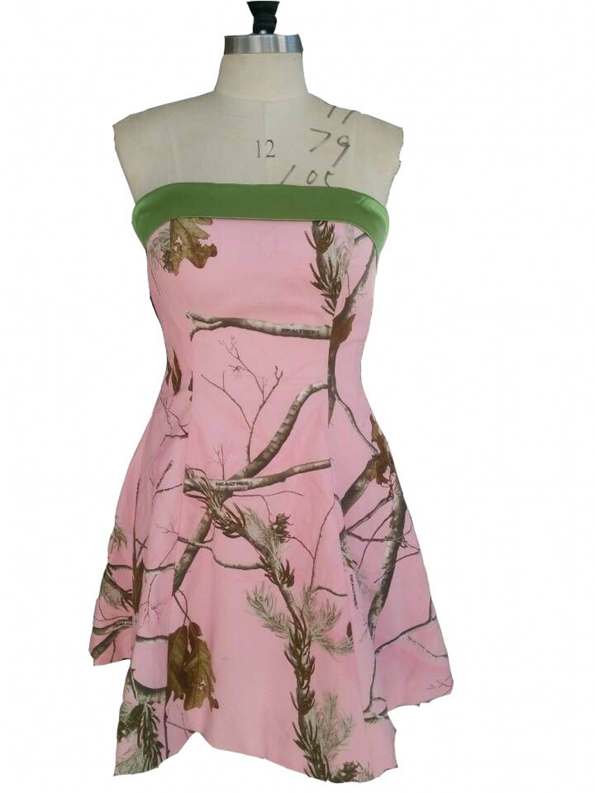 Pink Snow Camo Bridesmaid Dresses Zipper Back Short Women Wedding