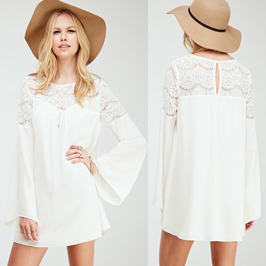 casual white boho dress