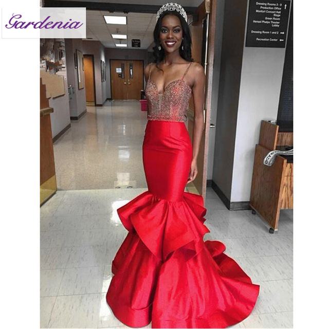 Fishtail red prom dress hotsell