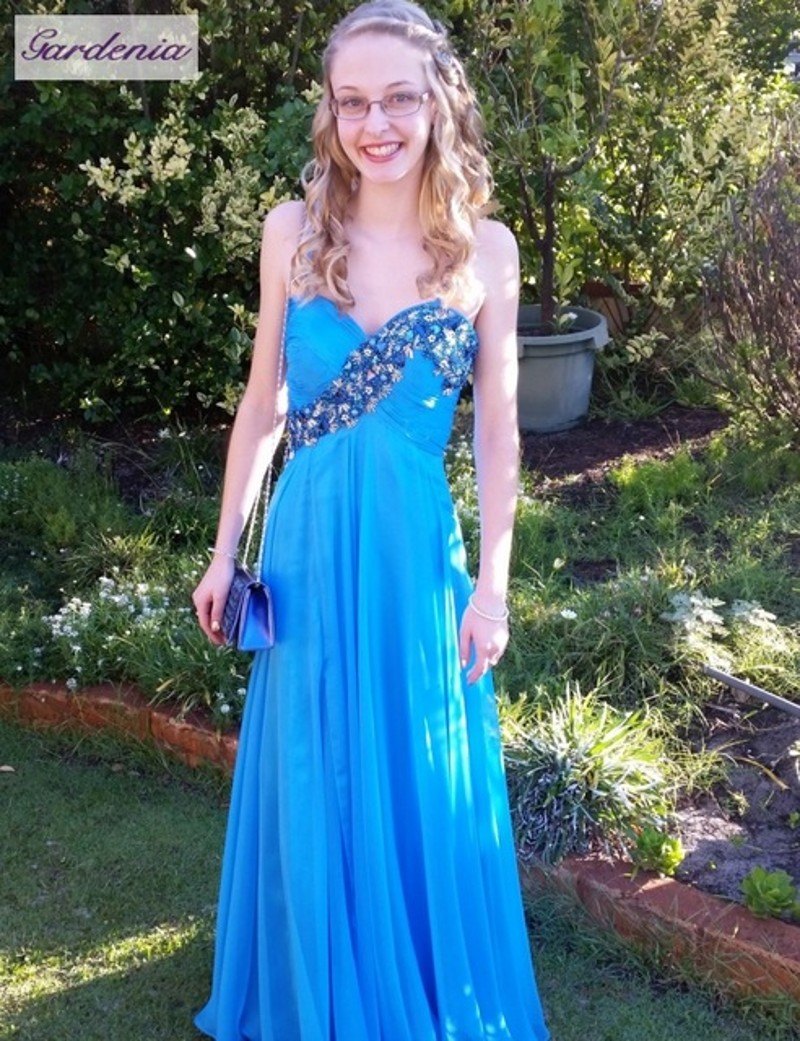 blue empire waist prom dress Long Glitter Prom Dress with Empire Waist main image 1