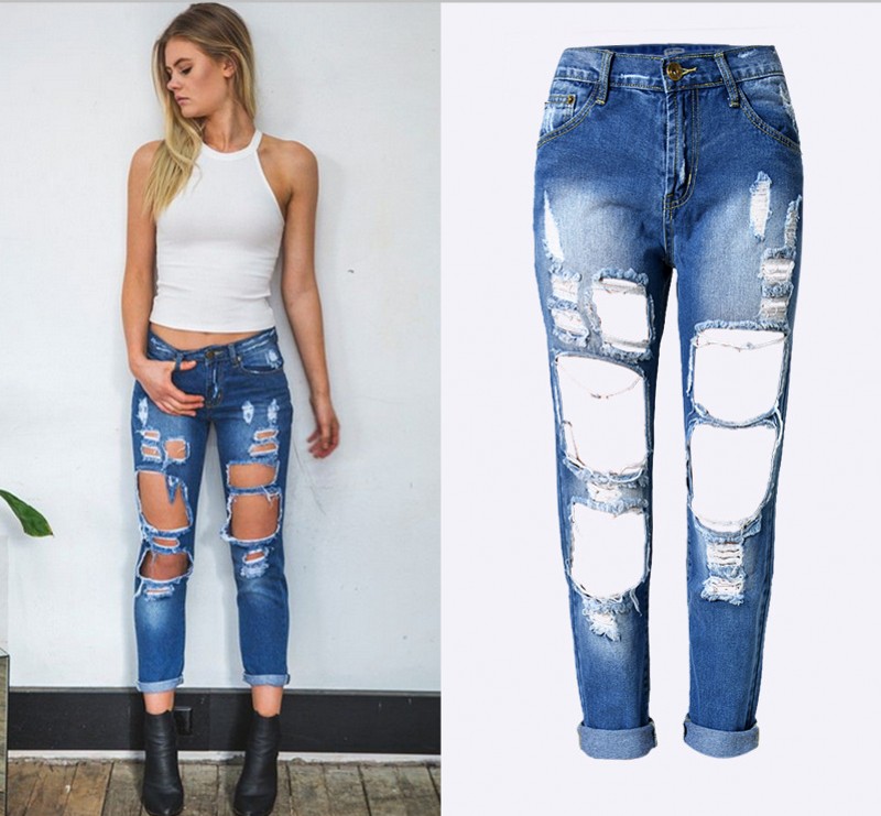 Ripped Jeans For Women Fashion Summer Denim Ripped Jeans Hole Pants